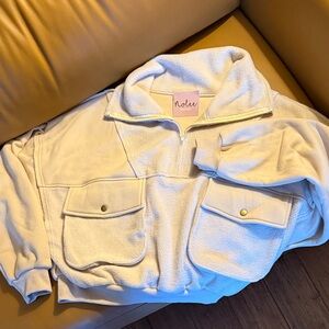 Cream Women's Fleece 1/4 Zip Oversized Pullover